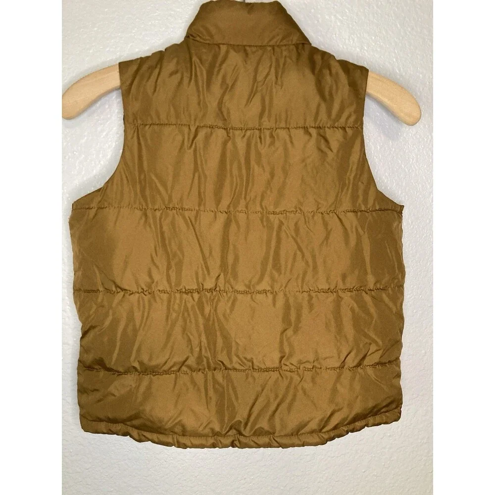 Boys Small (Size 6 To 7) Old Navy Brown Puffer Vest Zip Up With Pockets